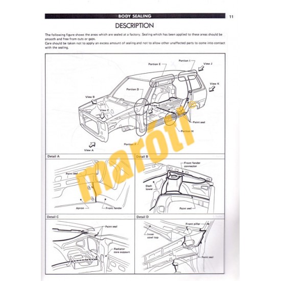 Nissan Prairie Model M10 Series Body Repair Manual 1983 (javítási kézikönyv)