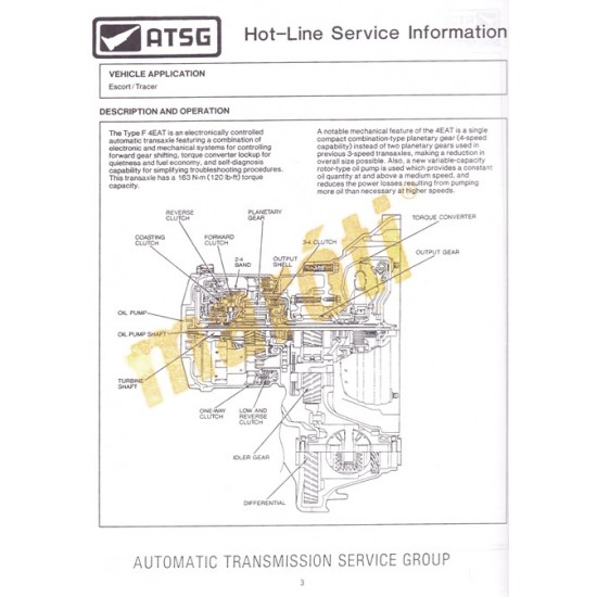 Ford F4EAT Escort - Tracer Techtran Manual