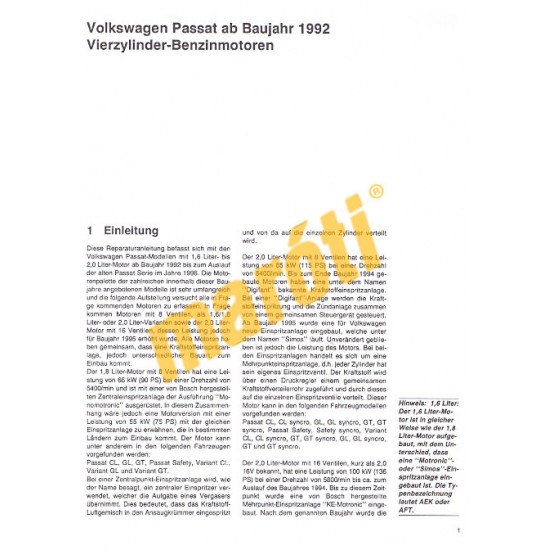 Volkswagen Passat Benziner 1992-től 1996-ig