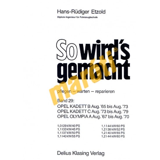 Opel Kadett B+C, Olympia A (Javítási kézikönyv)