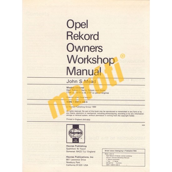 Opel Rekord E Series 1978-1986