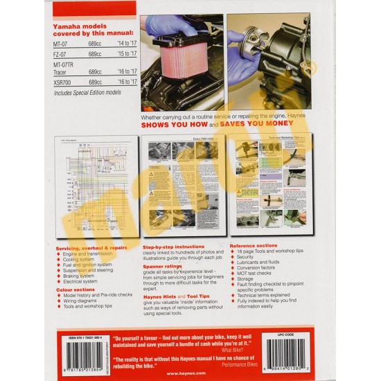 Yamaha MT-07 (FZ-07), Tracer & XSR700 (2014-2017) Javítási kézikönyv