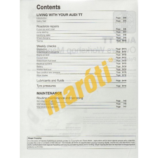Audi TT Coupe (99 - Aug 06) & Roadster (99 - Nov 06)