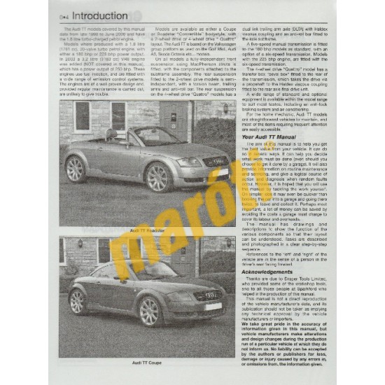 Audi TT Coupe (99 - Aug 06) & Roadster (99 - Nov 06)