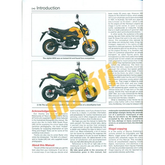 Honda MSX125 (Grom) 13 to 18 (Javítási kézikönyv)