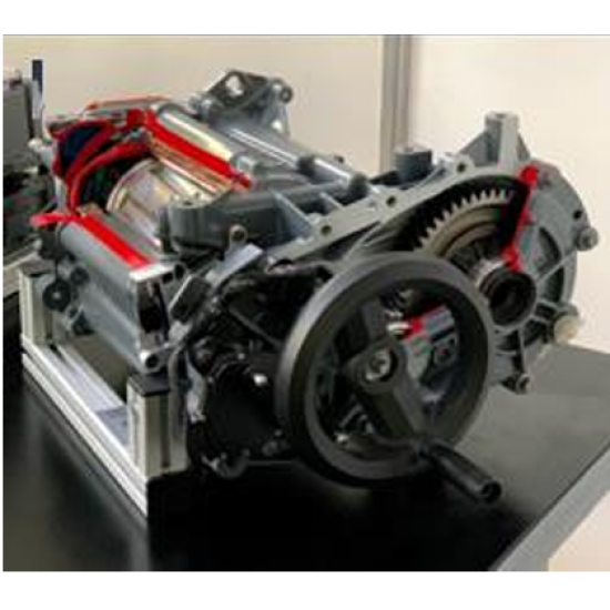 Elektromos jármű elosztódoboz és villanymotor végáttétel - metszet